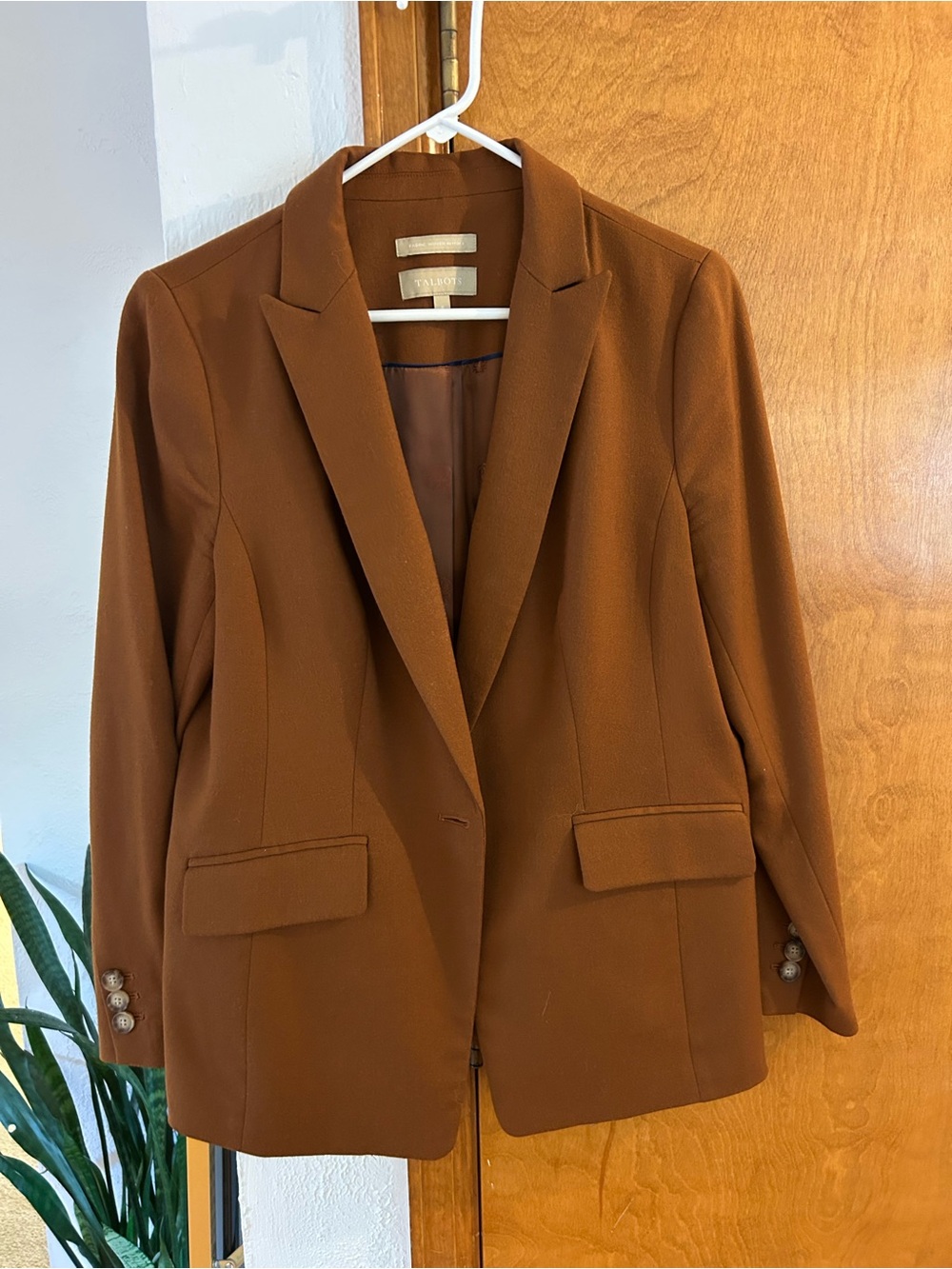 Talbots Ochre Brown Italian Wool Blazer  Single-Button Tailored, 8.